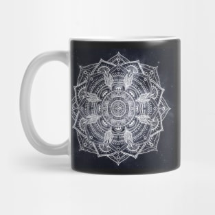 Elegant White Mandala Gray Nebula Design Mug